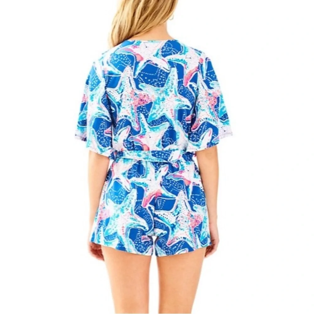 LILLY PULITZER MADILYN TIE WAIST STARFISH Shorts ROMPER Size Small - Picture 3 of 10